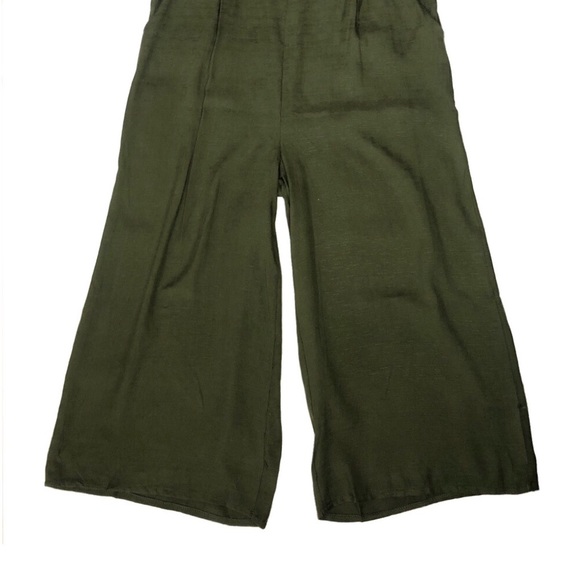 SOLD • Olive Green Wide Leg Overall Jumpsuit - Picture 5 of 6